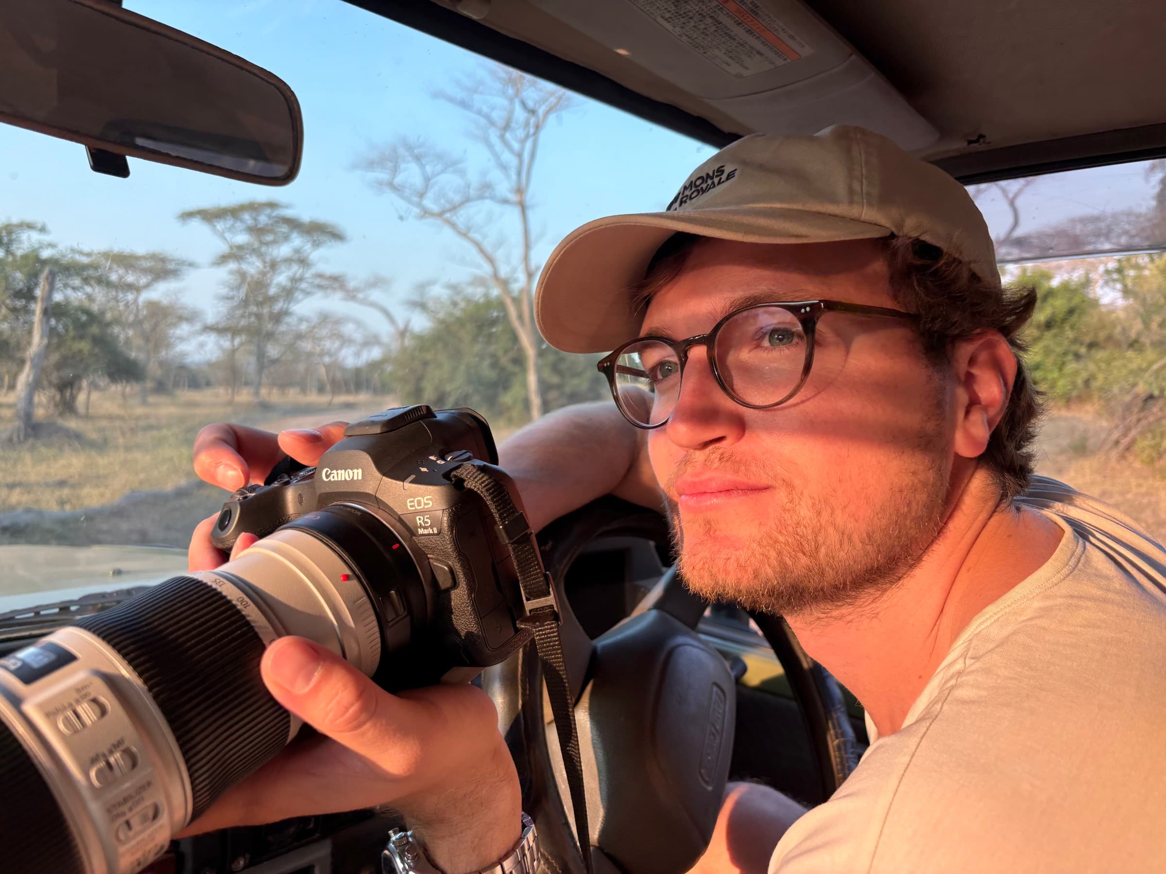 Lukas Fieber photographing on safari